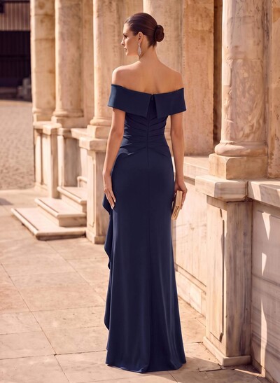 Elegant Ruched Off-The-Shoulder Evening Dresses With Cascading Ruffles