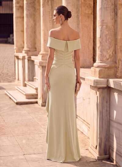 Elegant Ruched Off-The-Shoulder Evening Dresses With Cascading Ruffles