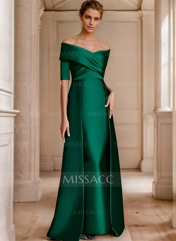 green emerald velvet dress Off Shoulder A-Line Satin Dress 7493 main image 1