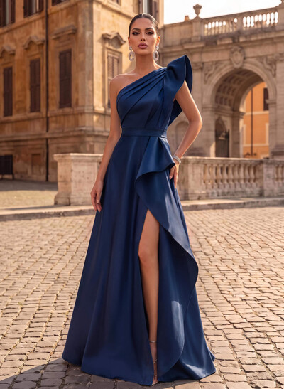 Simple One-Shoulder A-Line Evening Dresses