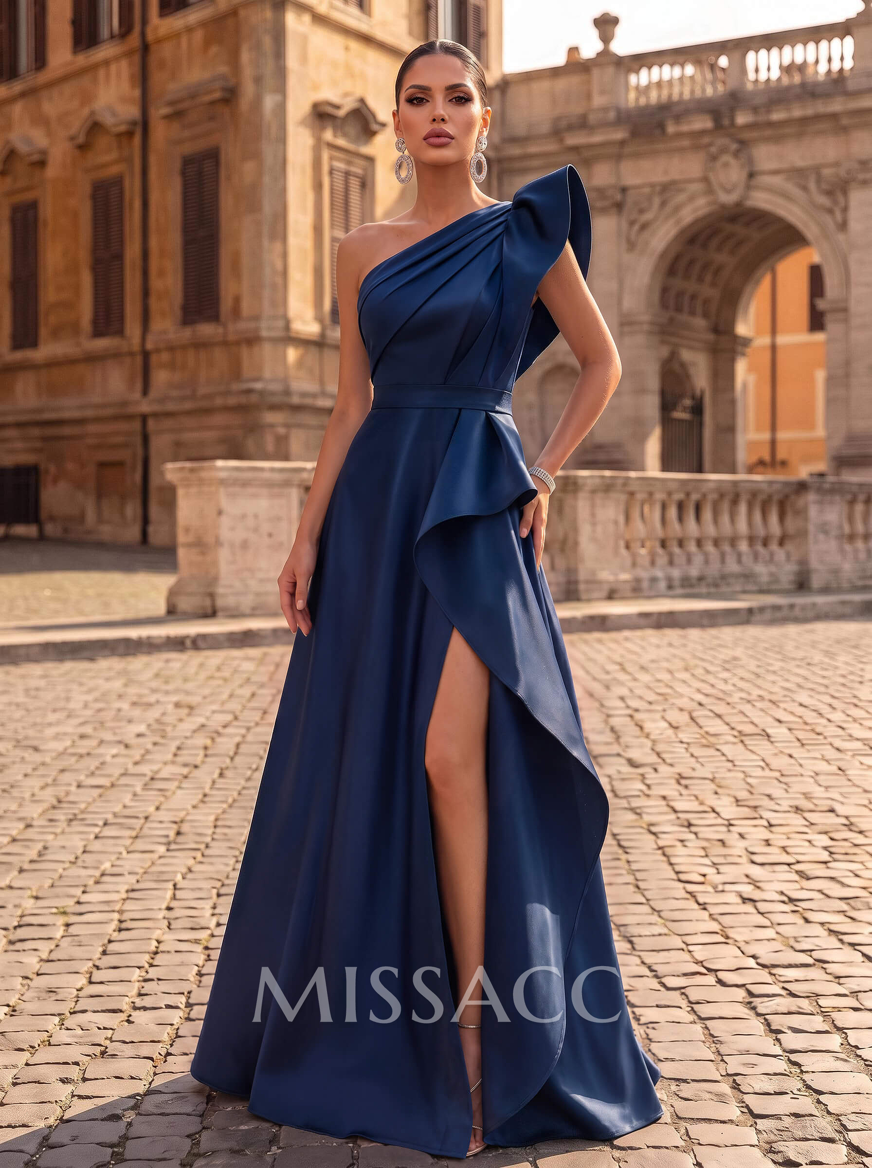 Simple One-Shoulder A-Line Evening Dresses Simple One-Shoulder A-Line Evening Dresses