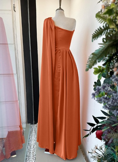Sheath/Column One-Shoulder Sleeveless Silk Like Satin Evening Dresses