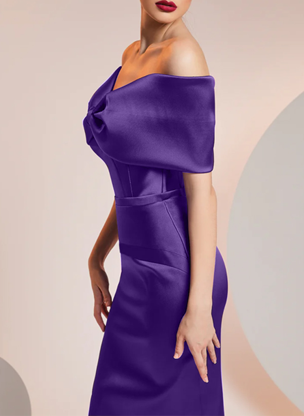 Sheath/Column Off-The-Shoulder Sleeveless Satin Evening Dresses With Bow(s)