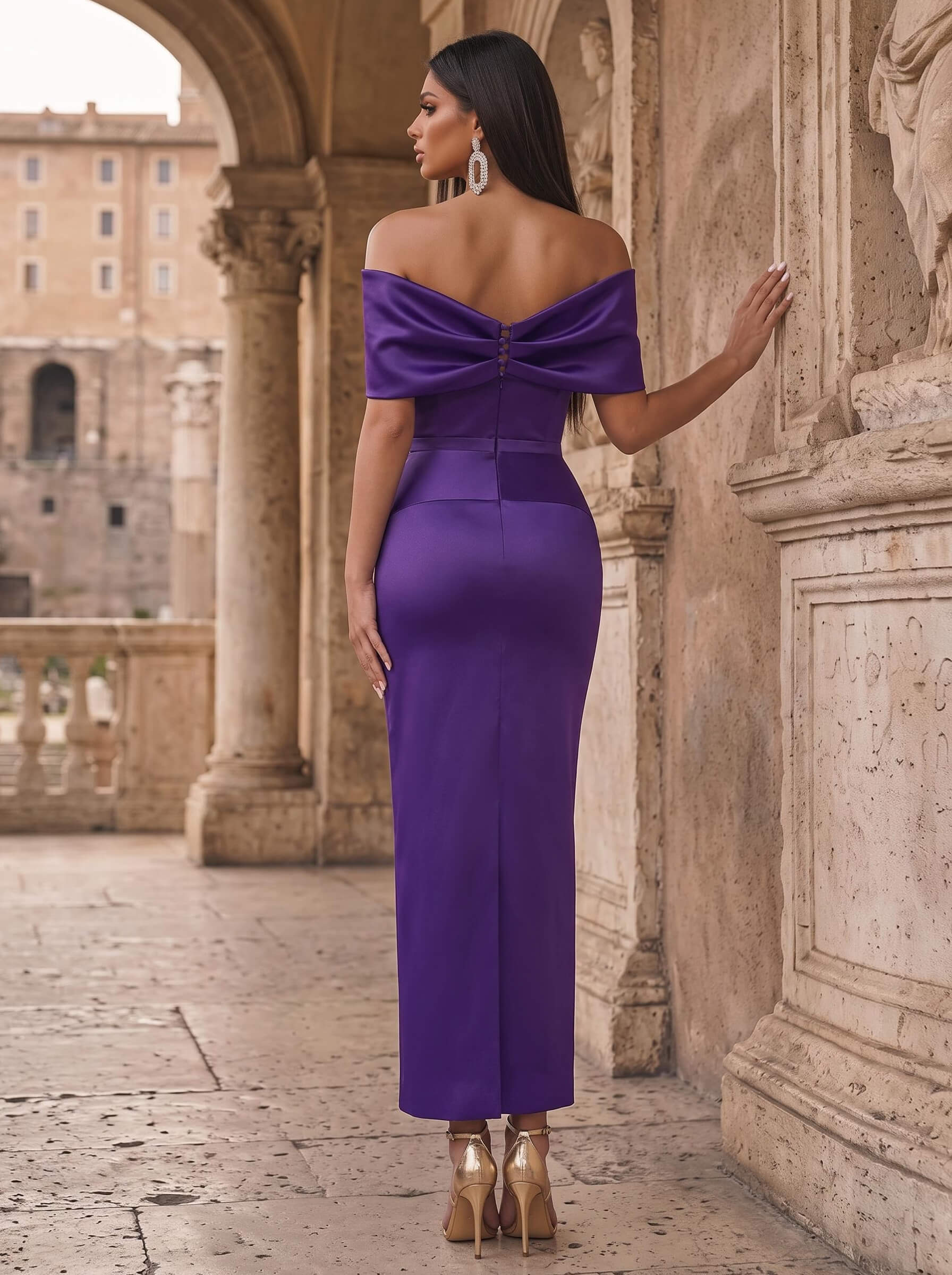 Sheath/Column Off-The-Shoulder Sleeveless Satin Evening Dresses With Bow(s)