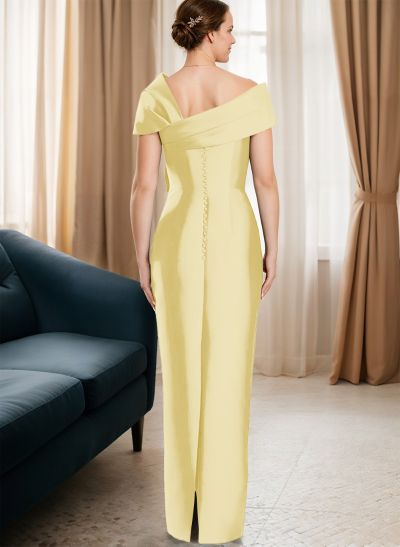 Sheath/Column One-Shoulder Sleeveless Satin Evening Dresses With Bow(s)