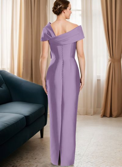 Sheath/Column One-Shoulder Sleeveless Satin Evening Dresses With Bow(s)