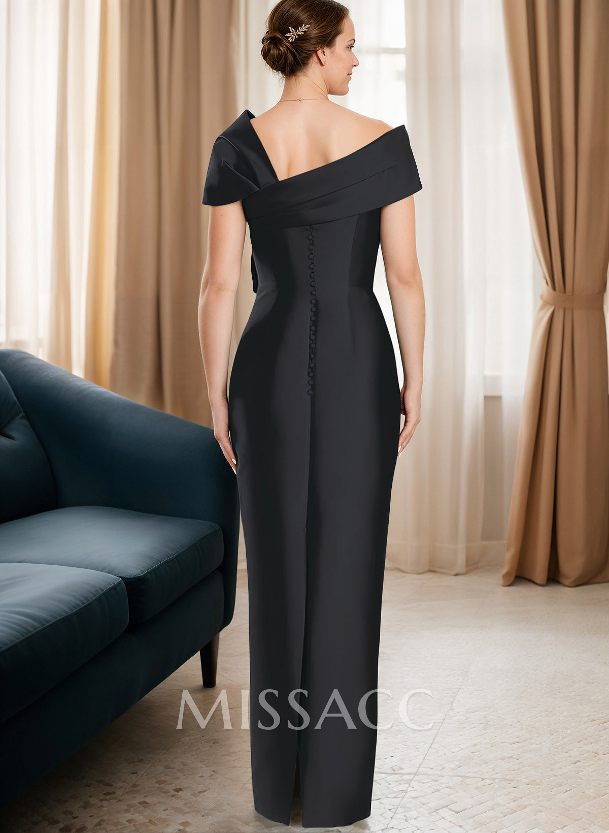 Sheath/Column One-Shoulder Sleeveless Satin Evening Dresses With Bow(s) Sheath/Column One-Shoulder Sleeveless Satin Evening Dresses With Bow(s)