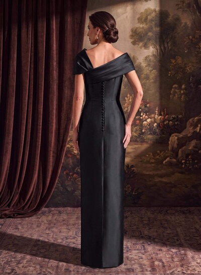 Sheath/Column One-Shoulder Sleeveless Satin Evening Dresses With Bow(s)