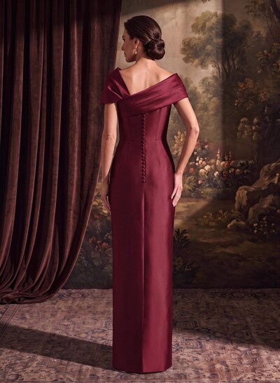 Sheath/Column One-Shoulder Sleeveless Satin Evening Dresses With Bow(s)