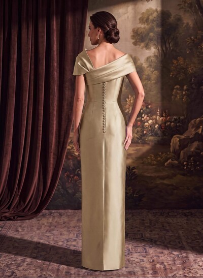 Sheath/Column One-Shoulder Sleeveless Satin Evening Dresses With Bow(s)