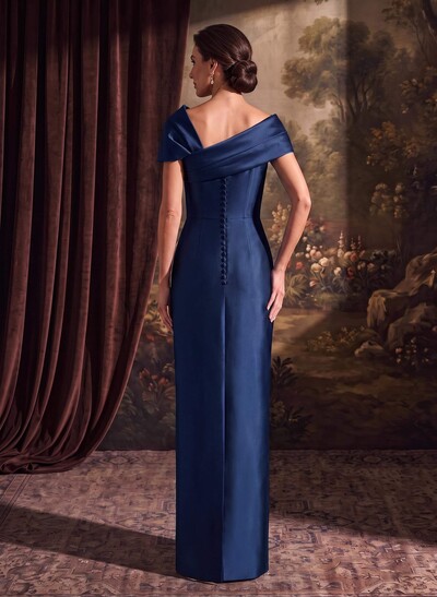 Sheath/Column One-Shoulder Sleeveless Satin Evening Dresses With Bow(s)