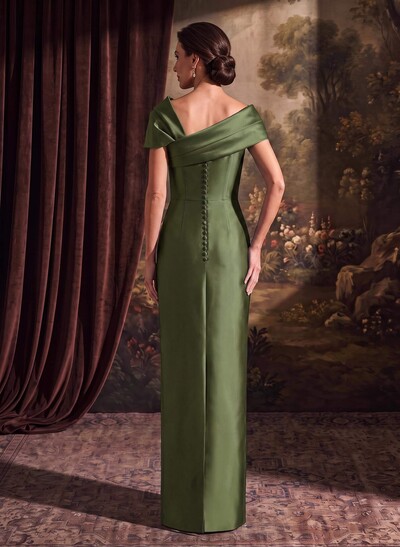 Sheath/Column One-Shoulder Sleeveless Satin Evening Dresses With Bow(s)