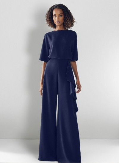 Jumpsuit/Pantsuit Scoop Neck Silk Like Satin Mother Of The Bride Dresses