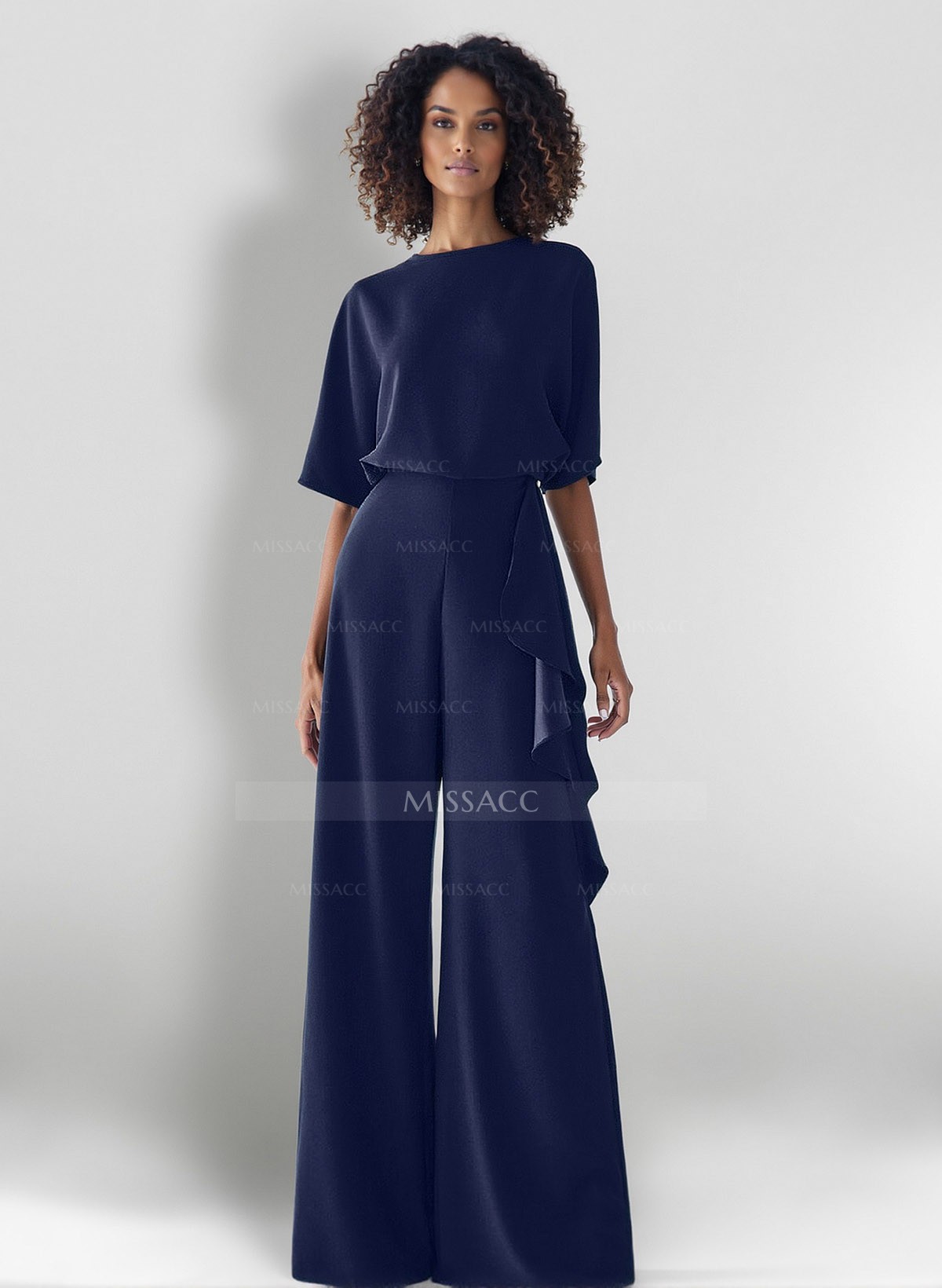 Jumpsuit/Pantsuit Scoop Neck Silk Like Satin Mother Of The Bride Dresses