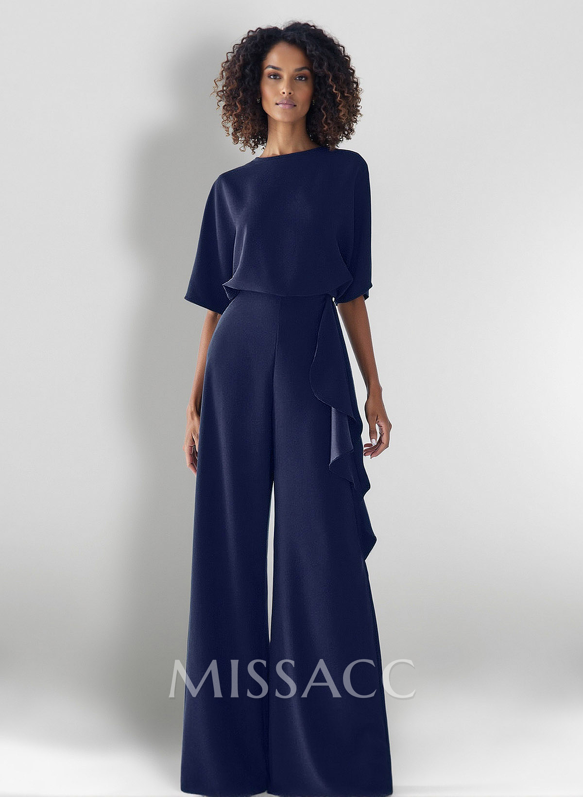 Jumpsuit/Pantsuit Scoop Neck Silk Like Satin Mother Of The Bride Dresses