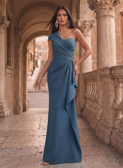 Sheath Sleeveless Elastic Satin Mother Of The Bride Dresses With Ruffle