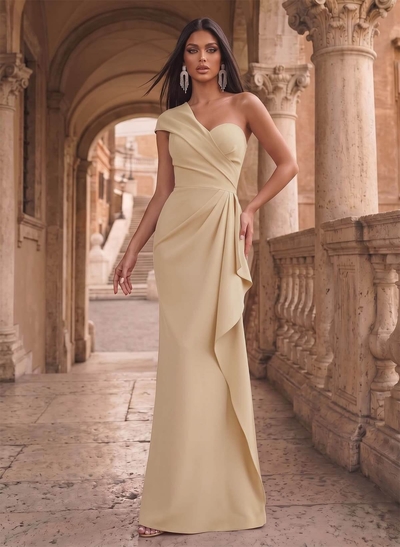 Sheath Sleeveless Elastic Satin Mother Of The Bride Dresses With Ruffle