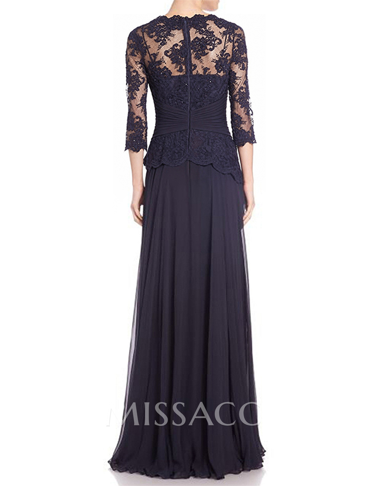 A-Line Scoop Neck 3/4 Sleeves Floor-Length Chiffon/Lace Mother Of The Bride Dresses A-Line Scoop Neck 3/4 Sleeves Floor-Length Chiffon/Lace Mother Of The Bride Dresses