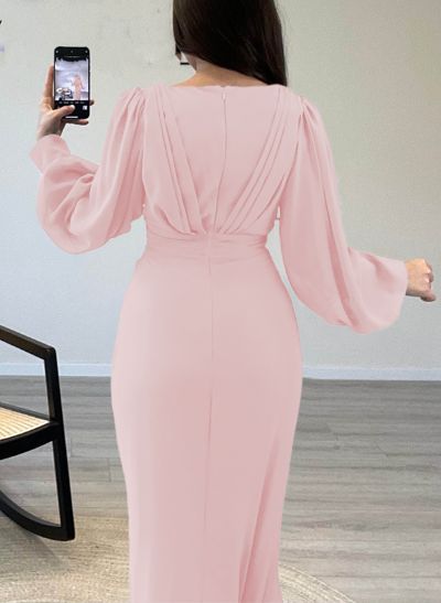 V-Neck Trumpet/Mermaid Long Sleeves Mother Of The Bride Dresses