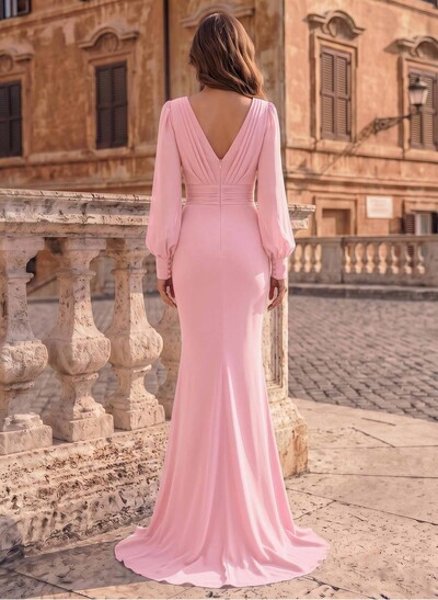V-Neck Trumpet/Mermaid Long Sleeves Mother Of The Bride Dresses