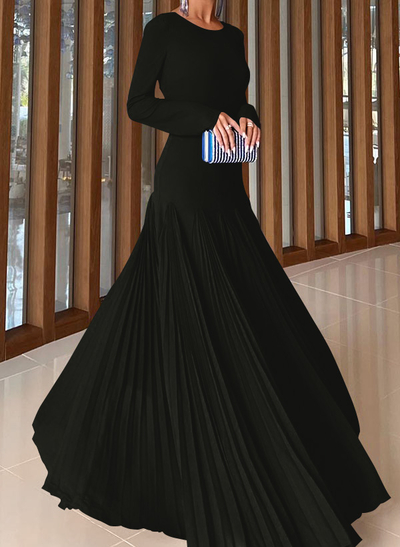 A-Line Pleated Long Sleeves Floor-Length Chiffon Mother Of The Bride Dresses
