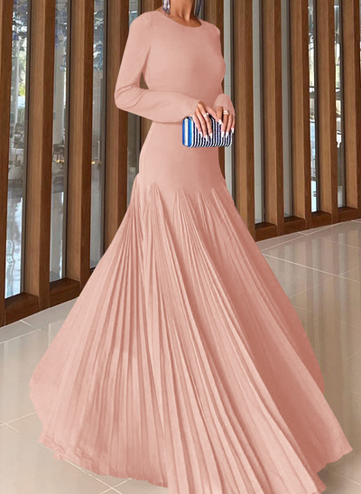 A-Line Pleated Long Sleeves Floor-Length Chiffon Mother Of The Bride Dresses