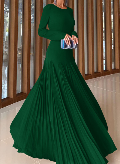 A-Line Pleated Long Sleeves Floor-Length Chiffon Mother Of The Bride Dresses