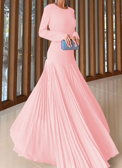A-Line Pleated Long Sleeves Floor-Length Chiffon Mother Of The Bride Dresses