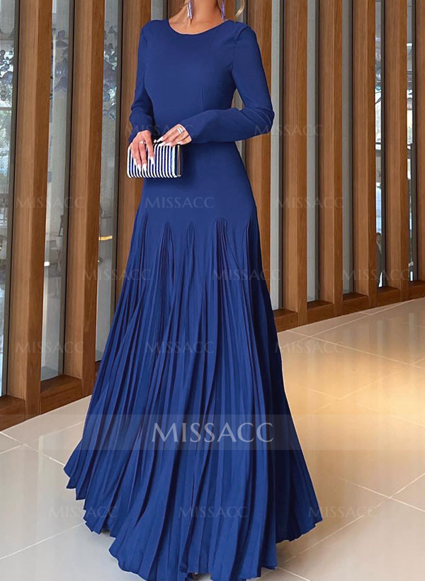 A-Line Pleated Long Sleeves Floor-Length Chiffon Mother Of The Bride Dresses
