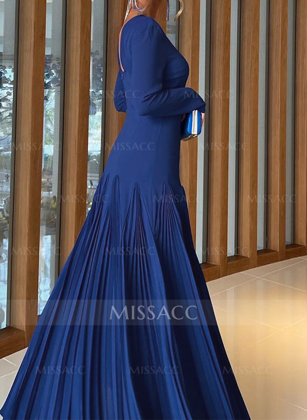A-Line Pleated Long Sleeves Floor-Length Chiffon Mother Of The Bride Dresses