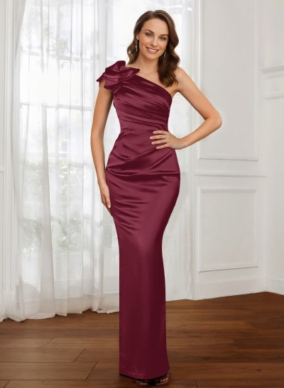 Sheath/Column Silk Like Satin Mother Of The Bride Dresses With Ruffle