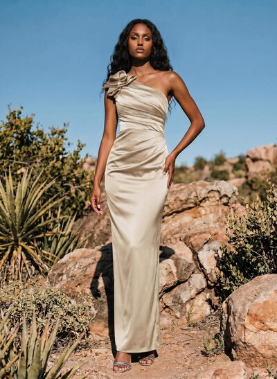 Sheath/Column Silk Like Satin Mother Of The Bride Dresses With Ruffle