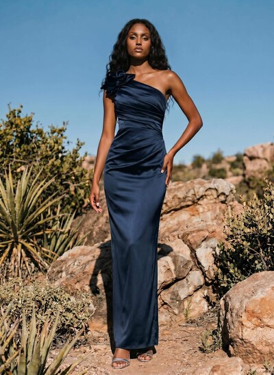 Sheath/Column Silk Like Satin Mother Of The Bride Dresses With Ruffle