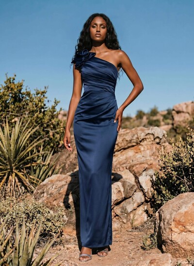 Sheath/Column Silk Like Satin Mother Of The Bride Dresses With Ruffle