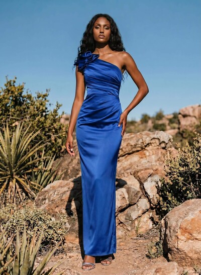 Sheath/Column Silk Like Satin Mother Of The Bride Dresses With Ruffle