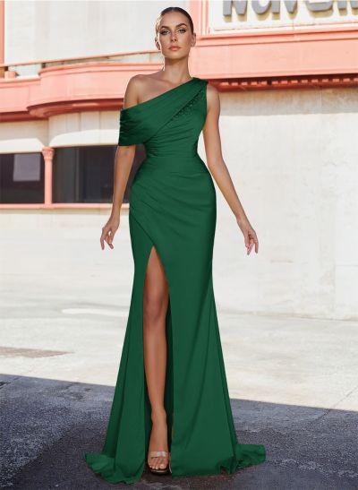 Sheath/Column Satin Mother Of The Bride Dresses With Beading