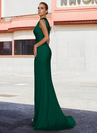 Sheath/Column Matte Satin Mother Of The Bride Dresses With Beading