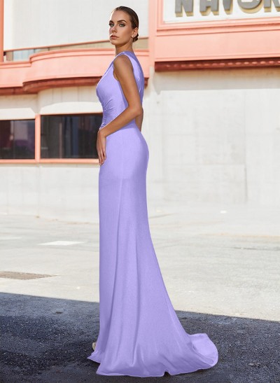 Sheath/Column Matte Satin Mother Of The Bride Dresses With Beading