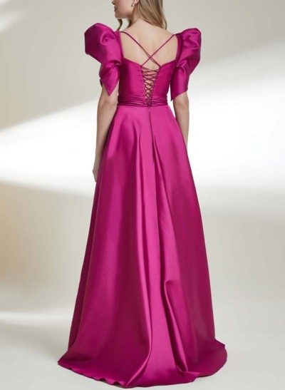 A-Line Square Neckline Charmeuse Mother Of The Bride Dresses With High Split