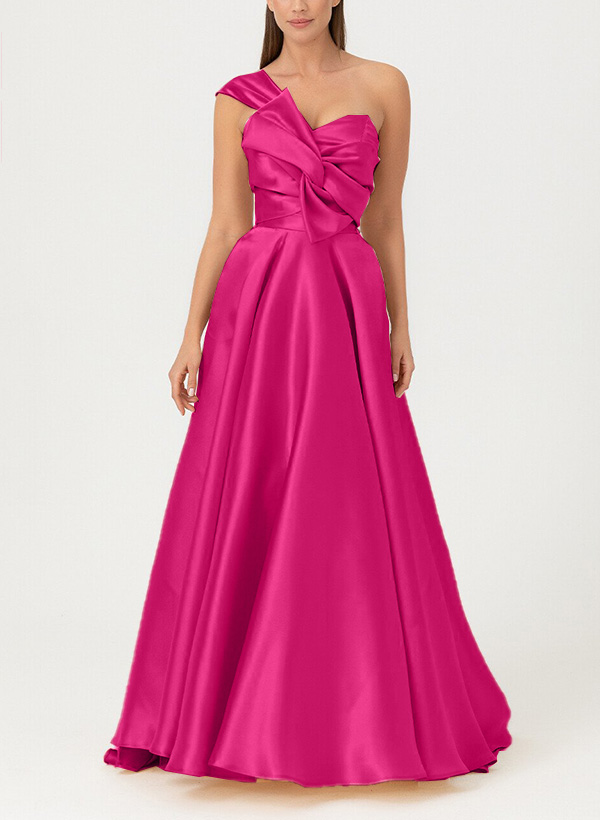 A-Line One-Shoulder Sleeveless Satin Mother Of The Bride Dresses