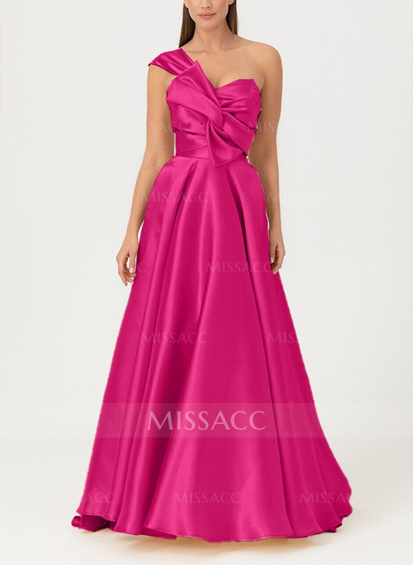 A-Line One-Shoulder Sleeveless Satin Mother Of The Bride Dresses