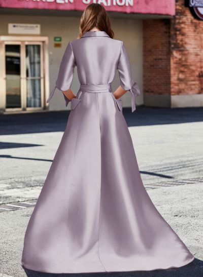 A-Line V-Neck 1/2 Sleeves Satin Mother Of The Bride Dresses With Sash A-Line V-Neck 1/2 Sleeves Satin Mother Of The Bride Dresses With Sash