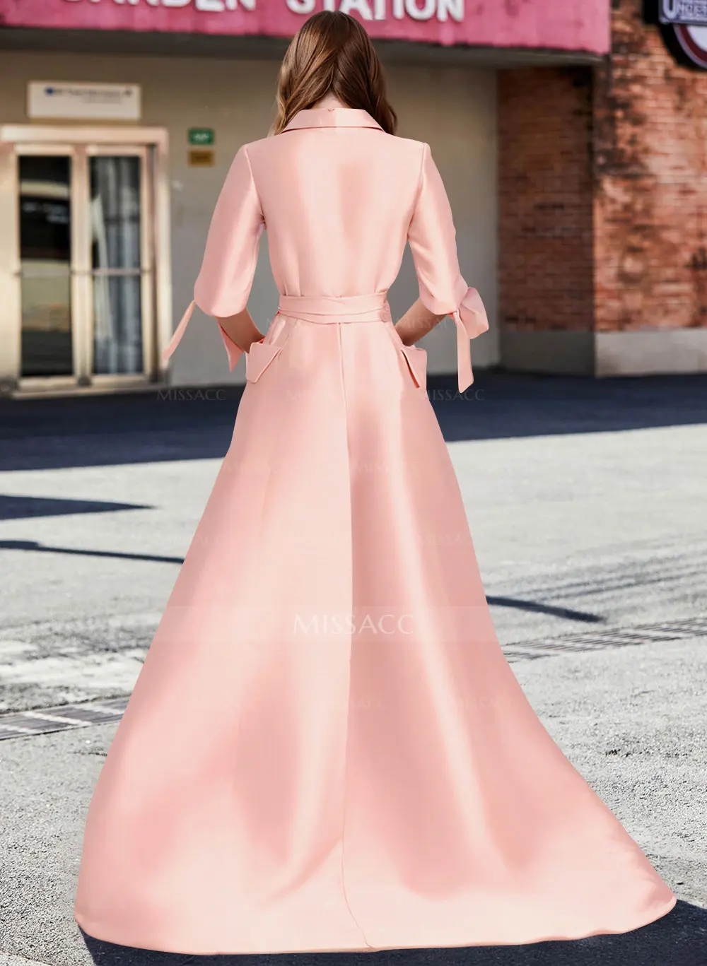 knee length dresses for ladies A Line One Shoulder Side Slit Satin Wedding Dress QW2101 US2 / White