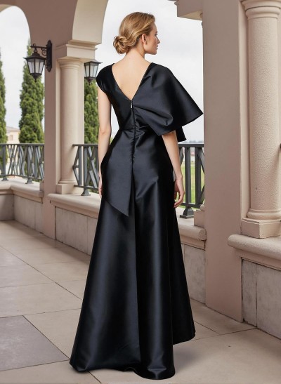 A-Line V-Neck Sleeveless Satin Mother Of The Bride Dresses With Bow(s)