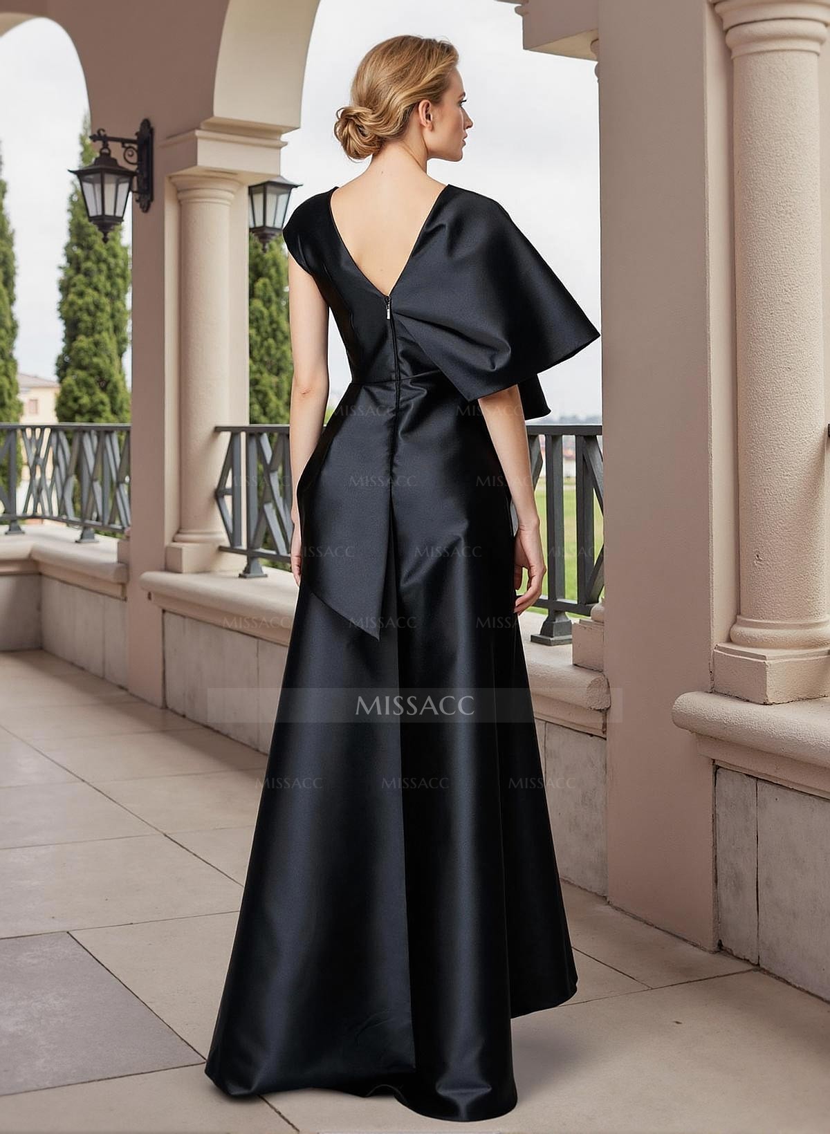 A-Line V-Neck Sleeveless Satin Mother Of The Bride Dresses With Bow(s)