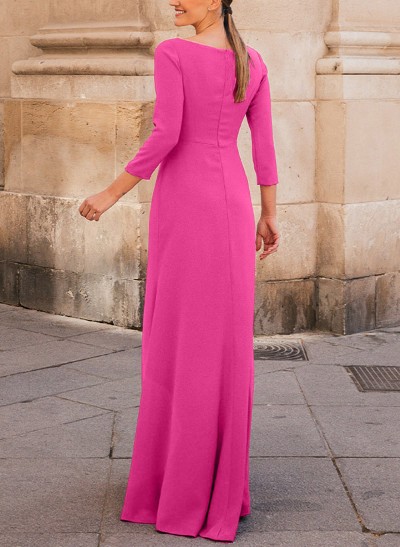 A-Line Scoop Neck 3/4 Sleeves Elastic Satin Mother Of The Bride Dresses