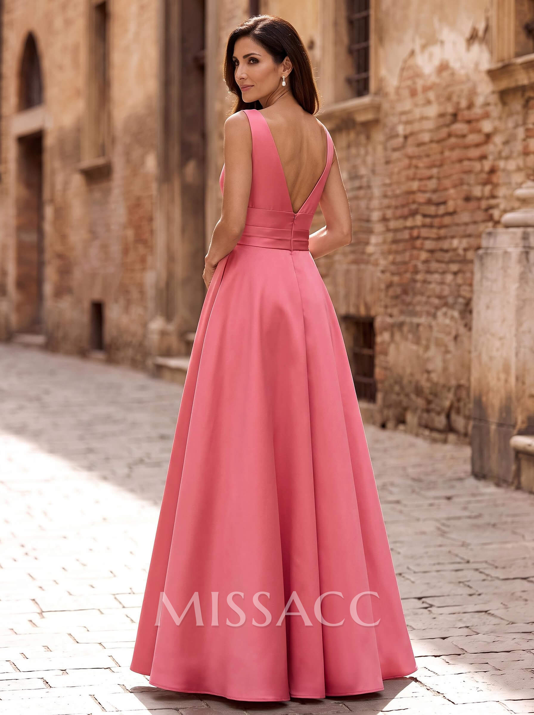 A-Line V-Neck Sleeveless Floor-Length Satin Mother Of The Bride Dresses A-Line V-Neck Sleeveless Floor-Length Satin Mother Of The Bride Dresses