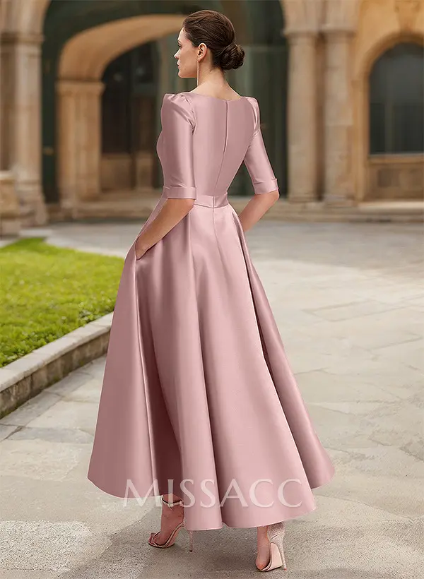ankle length evening dresses with sleeves Rachel Allan RB8135 - Long Sleeve Flared Wrist Detailed Evening Dress 16 / Rose Gold main image 0