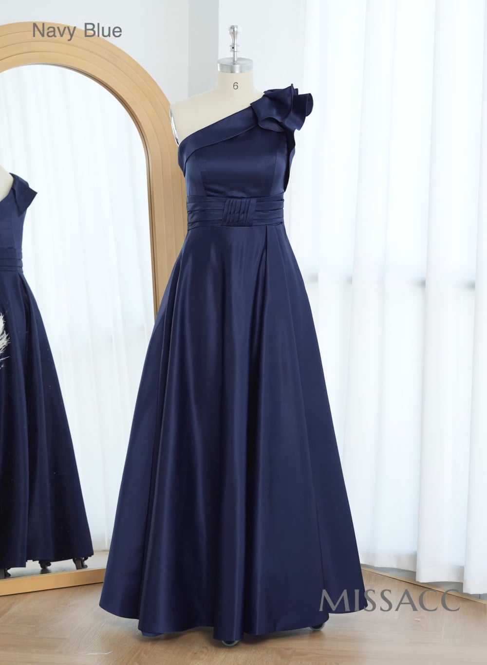 A-Line One-Shoulder Satin Mother Of The Bride Dresses With Cascading Ruffles