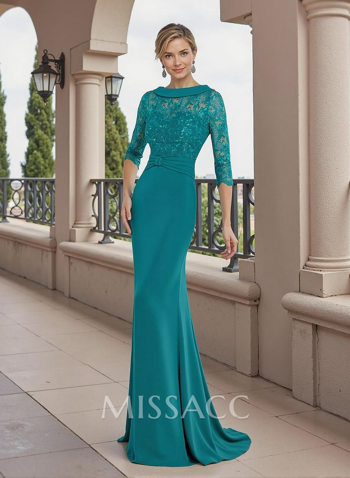 Trumpet/Mermaid Sweep Train Lace/Elastic Satin Mother Of The Bride Dresses